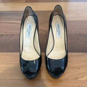 Jimmy Choo Patent Platform Black Pumps
